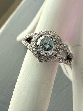 Judith Ripka 925 Sterling Silver Halo Split Ring NEW 5.75